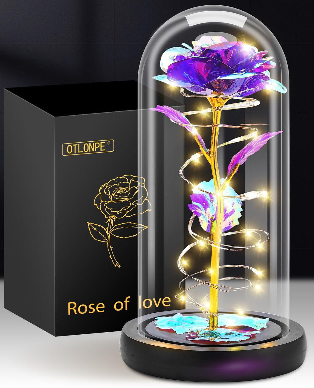 Purple Light-Up Glass Rose Perfect Gift