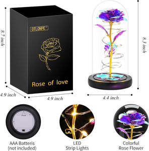 Purple Light-Up Glass Rose Perfect Gift
