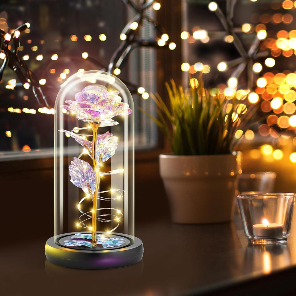 Light-Up Glass Rose Perfect Gift for Her