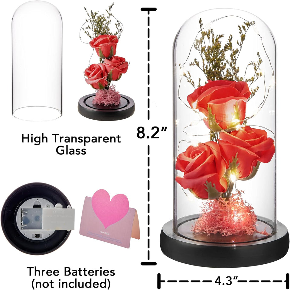 Red Eternal Rose in Glass Dome Perfect Gift