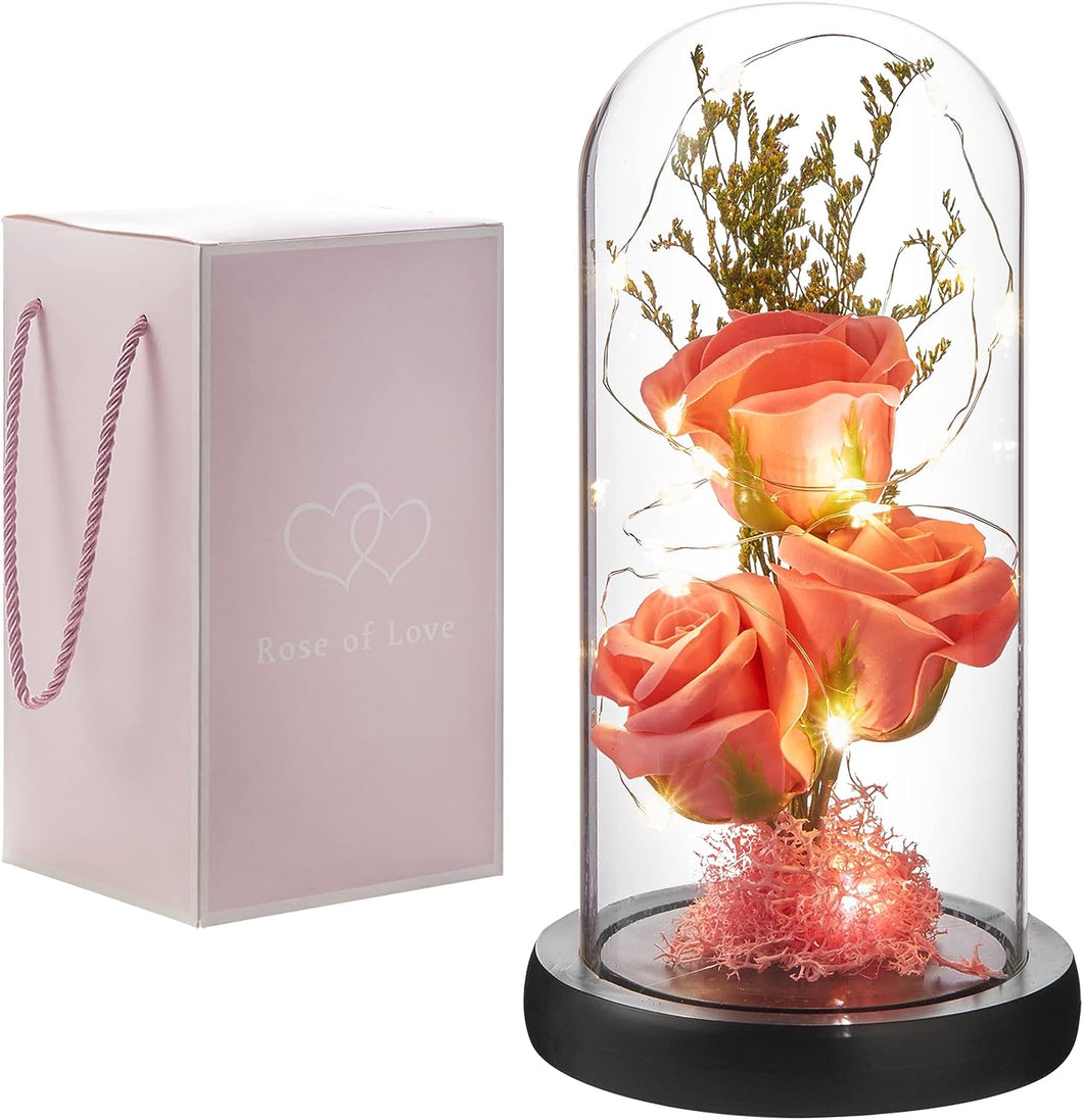 Rose Pink Eternal Rose in Glass Dome Perfect Gift