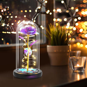 Purple Light-Up Glass Rose Perfect Gift