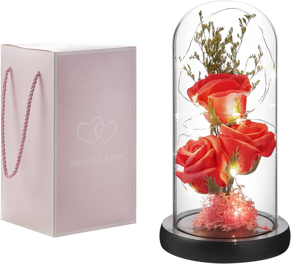 Red Eternal Rose in Glass Dome Perfect Gift