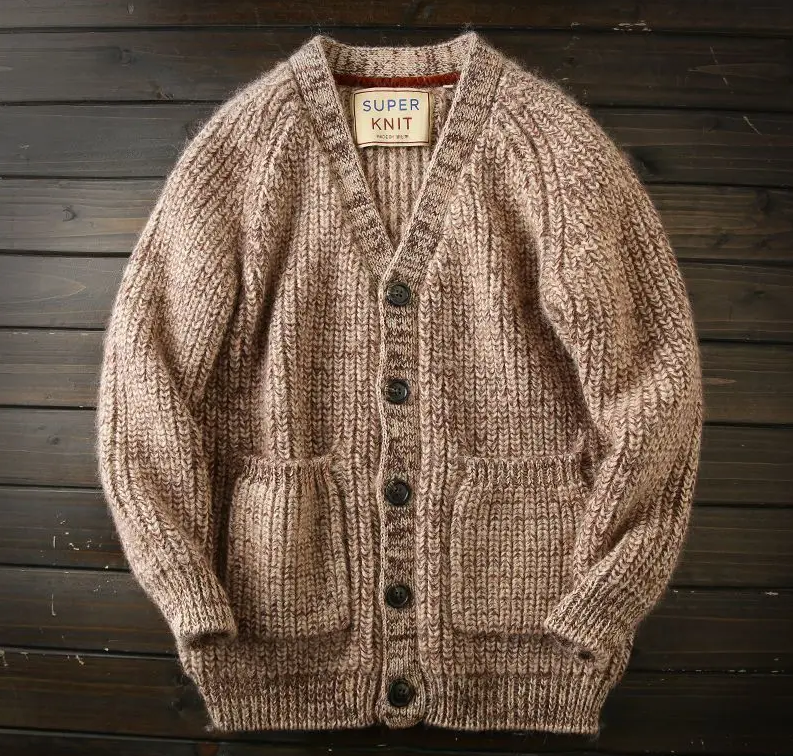 Winter Knit Chic Men's Oversized Button Cardigan