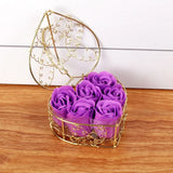 Heartfelt Blooms 6pcs Soap Rose Flowers in Iron Basket Gift Box