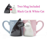 3D Cat Couple Ceramic Mugs