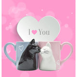 3D Cat Couple Ceramic Mugs