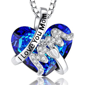 Luxury "Mom" Crystal Heart Pendant Necklace