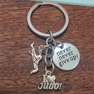 I Love Judo Keychain Never Give Up Pendant