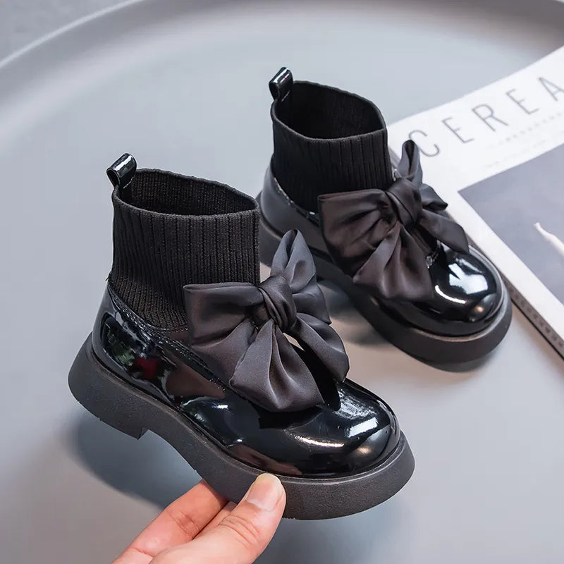 Elegant Bow Kids' Sock Boots Non-Slip & Fashionable