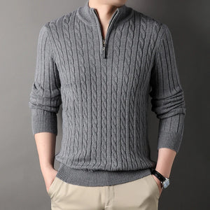 Winter Men's Slim Fit Quarter Zip Turtleneck Sweater
