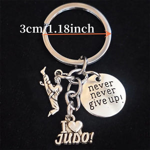 I Love Judo Keychain Never Give Up Pendant