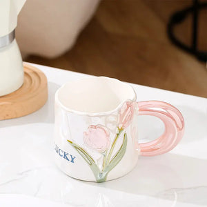 Tulip Bliss Creative Ceramic Couple Mug