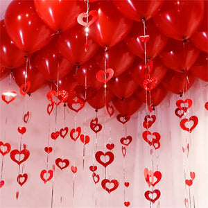Red Heart Laser Sequined Balloon Pendant 100pcs Set