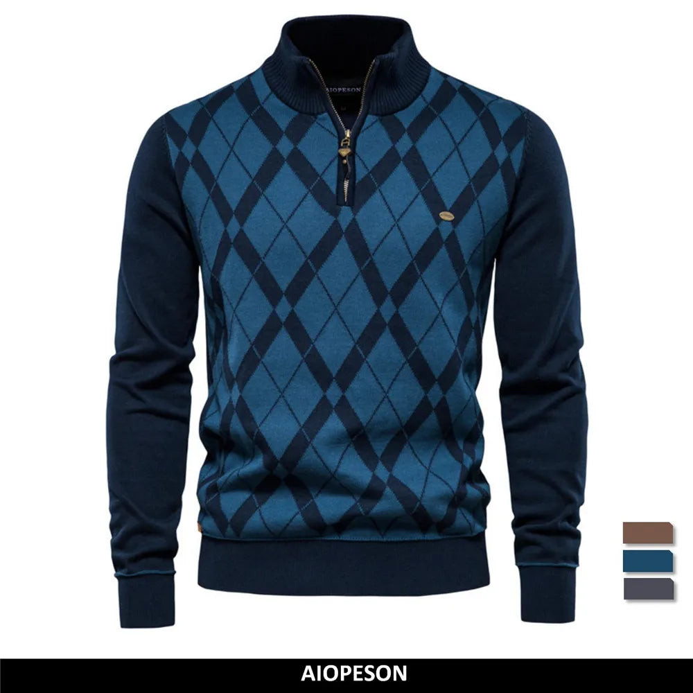 Patchwork Zipper Sweater Stylish Winter Warmth for Men