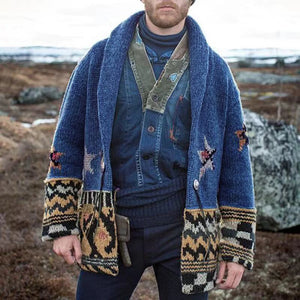 Ethnic Jacquard Sweater Jacket Retro Folk Chic