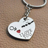 Silver Heart Couple Keychains