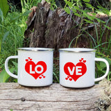 Love Heart Enamel Couple Mugs