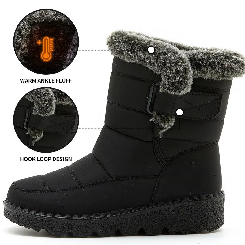 Faux Fur Long Platform Snow Boots Warm & Stylish