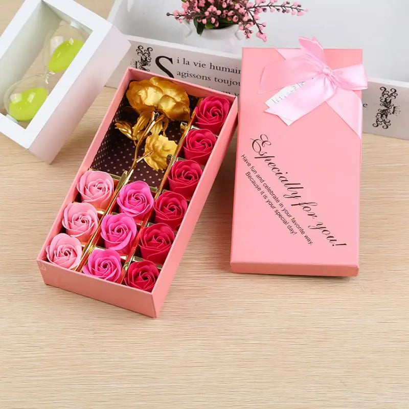 Rose Soap Flower Gift Box Elegant Floral Arrangement