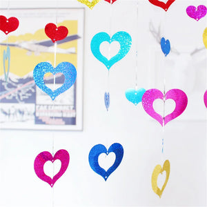 Red Heart Laser Sequined Balloon Pendant 100pcs Set