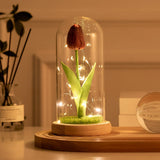 LED Glass Forever Rose Tulip