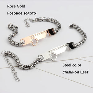 Rose Gold & Black Zircon Couple Bracelets