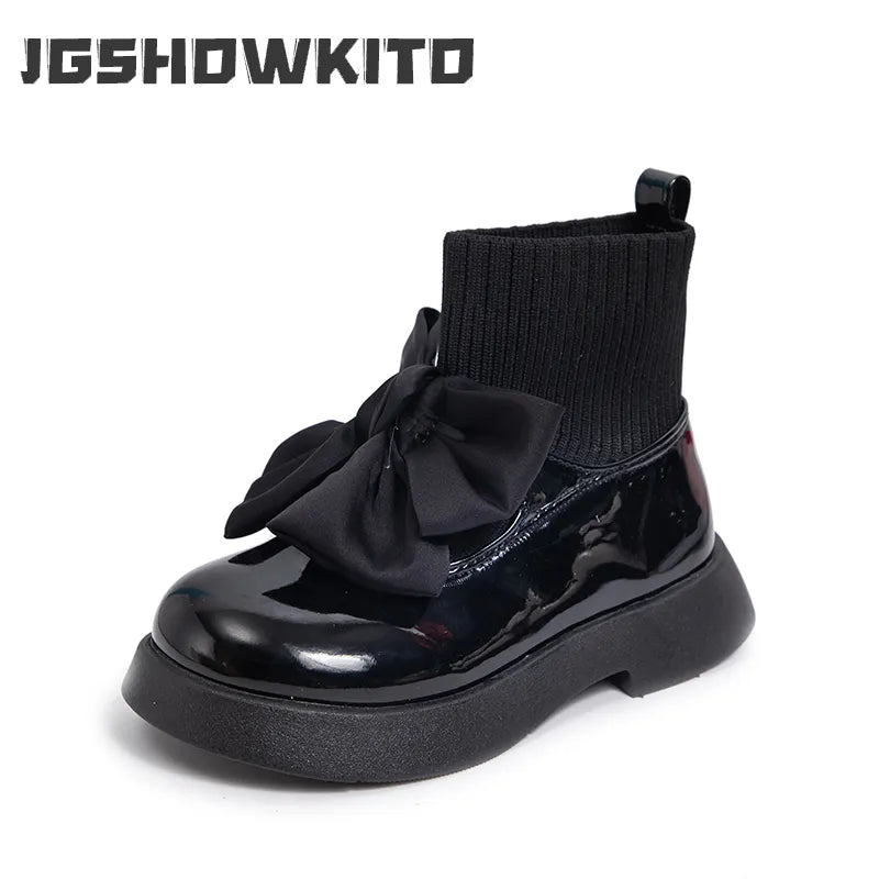 Elegant Bow Kids' Sock Boots Non-Slip & Fashionable
