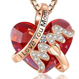 Luxury "Mom" Crystal Heart Pendant Necklace