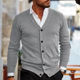 Luxury V-neck Cardigan American Men's Lamb Wool Sweater