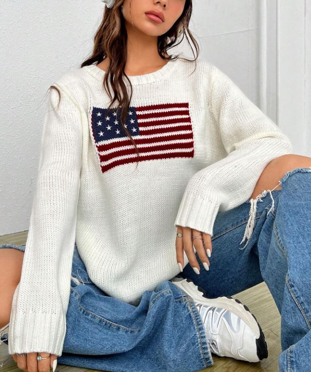 Vintage American Flag Knit Sweater